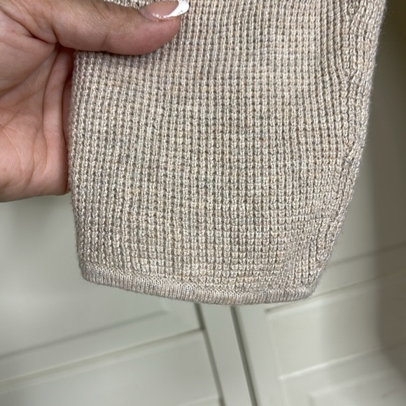 Michael Kors Womens Sweater Dress Sz L Tan Long Sleeve Hi Low Hem Button Detail - Picture 4 of 9